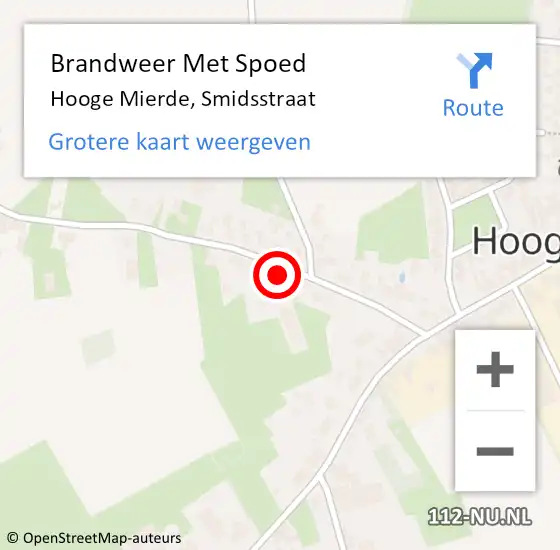 Locatie op kaart van de 112 melding: Brandweer Met Spoed Naar Hooge Mierde, Smidsstraat op 1 februari 2024 14:29