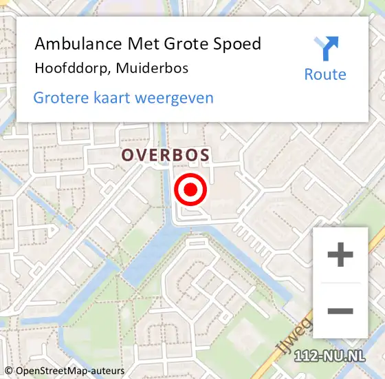 Locatie op kaart van de 112 melding: Ambulance Met Grote Spoed Naar Hoofddorp, Muiderbos op 1 februari 2024 14:31