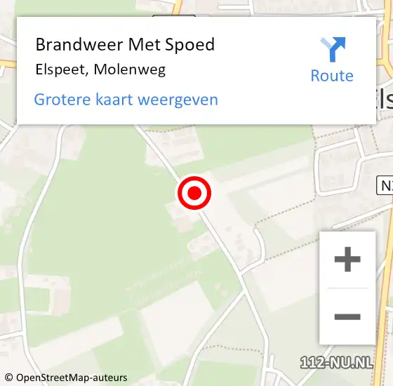 Locatie op kaart van de 112 melding: Brandweer Met Spoed Naar Elspeet, Molenweg op 1 februari 2024 14:41