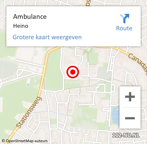 Locatie op kaart van de 112 melding: Ambulance Heino op 1 februari 2024 15:19