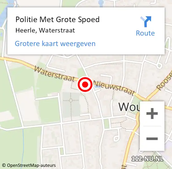 Locatie op kaart van de 112 melding: Politie Met Grote Spoed Naar Heerle, Waterstraat op 1 februari 2024 15:41