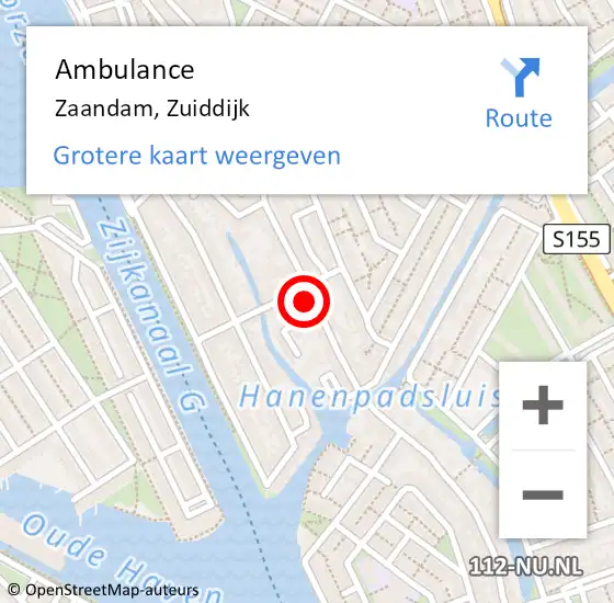 Locatie op kaart van de 112 melding: Ambulance Zaandam, Zuiddijk op 1 februari 2024 16:09