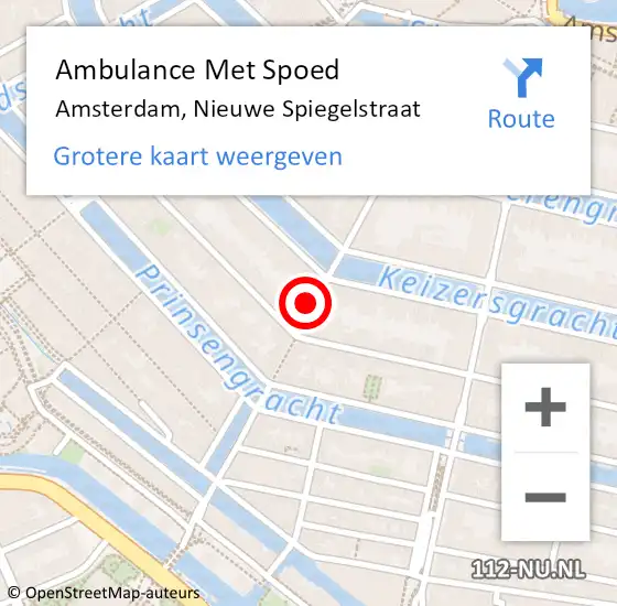 Locatie op kaart van de 112 melding: Ambulance Met Spoed Naar Amsterdam, Nieuwe Spiegelstraat op 1 februari 2024 16:29