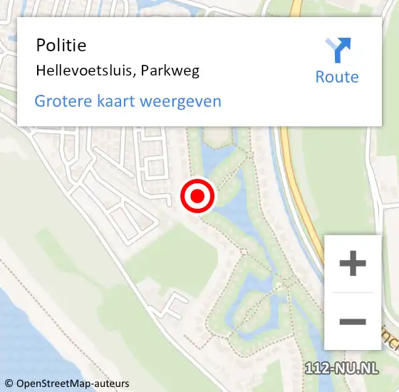 Locatie op kaart van de 112 melding: Politie Hellevoetsluis, Parkweg op 1 februari 2024 16:55