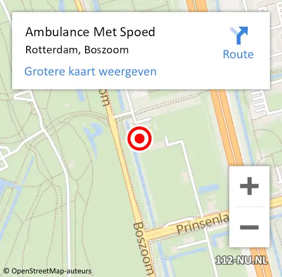 Locatie op kaart van de 112 melding: Ambulance Met Spoed Naar Rotterdam, Boszoom op 1 februari 2024 17:00