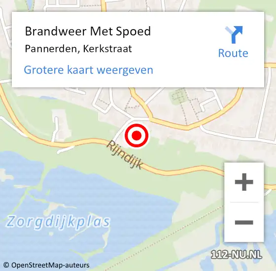 Locatie op kaart van de 112 melding: Brandweer Met Spoed Naar Pannerden, Kerkstraat op 1 februari 2024 17:02
