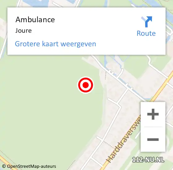 Locatie op kaart van de 112 melding: Ambulance Joure op 1 februari 2024 17:47