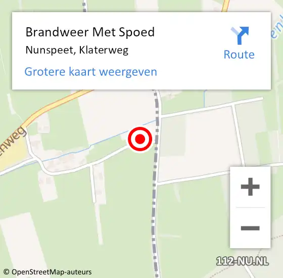 Locatie op kaart van de 112 melding: Brandweer Met Spoed Naar Nunspeet, Klaterweg op 1 februari 2024 17:55