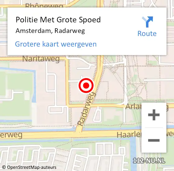 Locatie op kaart van de 112 melding: Politie Met Grote Spoed Naar Amsterdam, Radarweg op 1 februari 2024 18:20