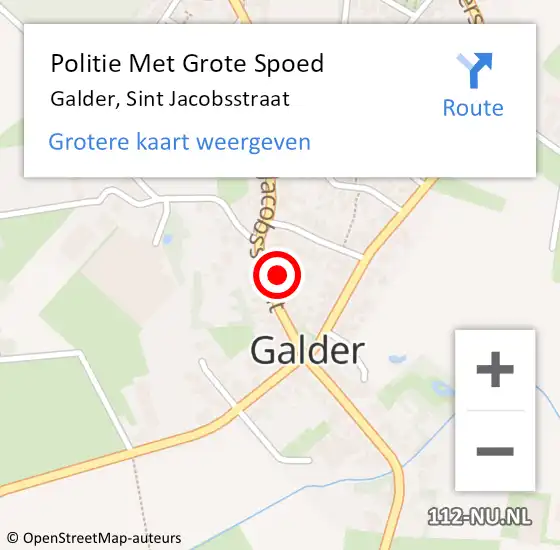 Locatie op kaart van de 112 melding: Politie Met Grote Spoed Naar Galder, Sint Jacobsstraat op 1 februari 2024 18:30