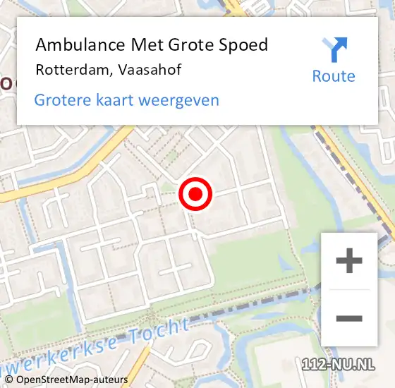 Locatie op kaart van de 112 melding: Ambulance Met Grote Spoed Naar Rotterdam, Vaasahof op 1 februari 2024 19:13