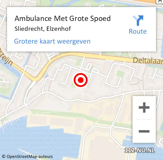 Locatie op kaart van de 112 melding: Ambulance Met Grote Spoed Naar Sliedrecht, Elzenhof op 1 februari 2024 19:28