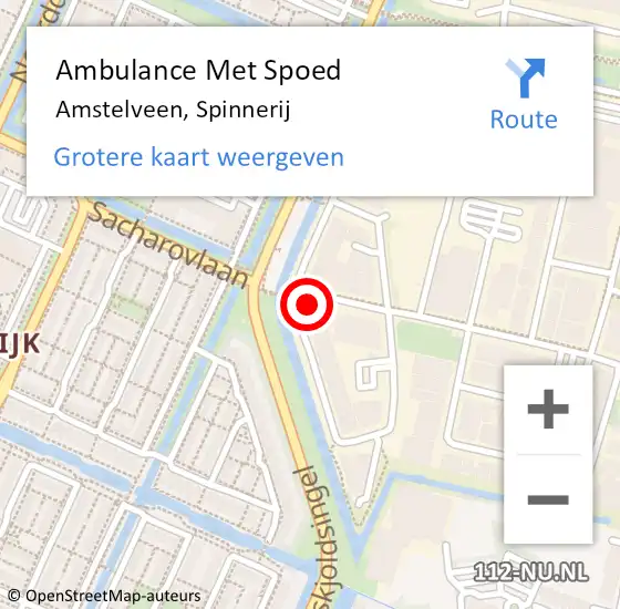 Locatie op kaart van de 112 melding: Ambulance Met Spoed Naar Amstelveen, Spinnerij op 1 februari 2024 19:31