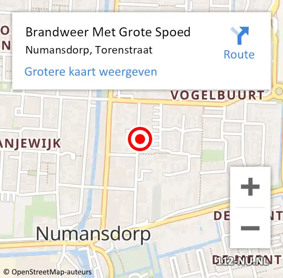 Locatie op kaart van de 112 melding: Brandweer Met Grote Spoed Naar Numansdorp, Torenstraat op 1 februari 2024 19:41