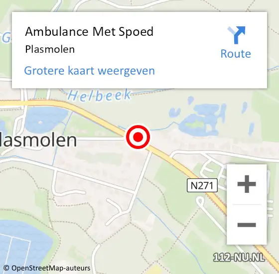 Locatie op kaart van de 112 melding: Ambulance Met Spoed Naar Plasmolen op 1 februari 2024 20:23