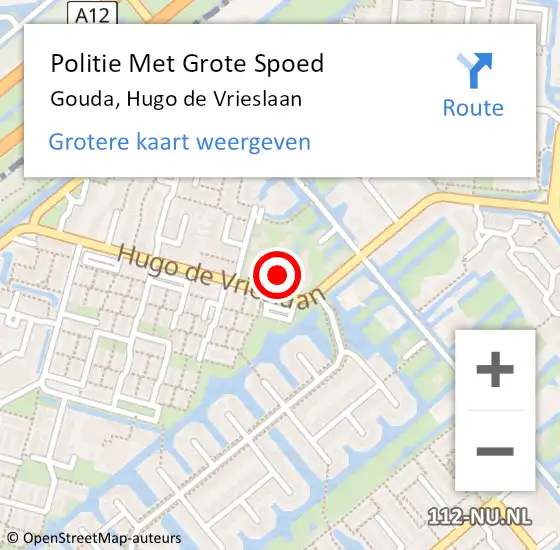 Locatie op kaart van de 112 melding: Politie Met Grote Spoed Naar Gouda, Hugo de Vrieslaan op 1 februari 2024 20:27