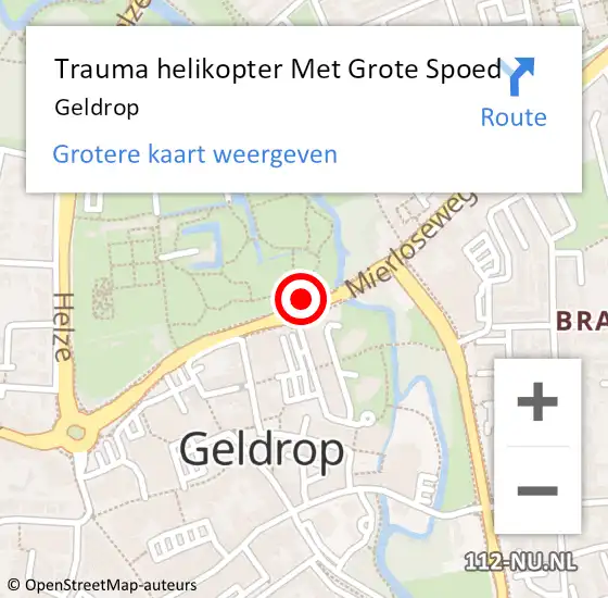 Locatie op kaart van de 112 melding: Trauma helikopter Met Grote Spoed Naar Geldrop op 1 februari 2024 21:53