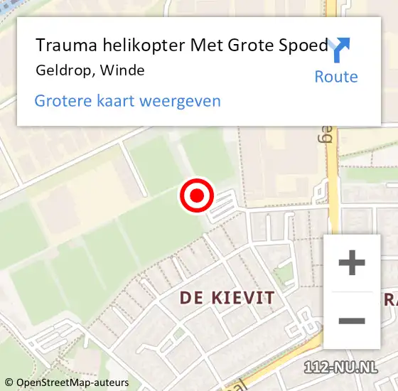 Locatie op kaart van de 112 melding: Trauma helikopter Met Grote Spoed Naar Geldrop, Winde op 1 februari 2024 21:53