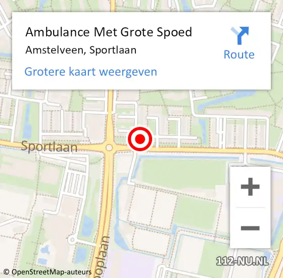 Locatie op kaart van de 112 melding: Ambulance Met Grote Spoed Naar Amstelveen, Sportlaan op 1 februari 2024 22:14