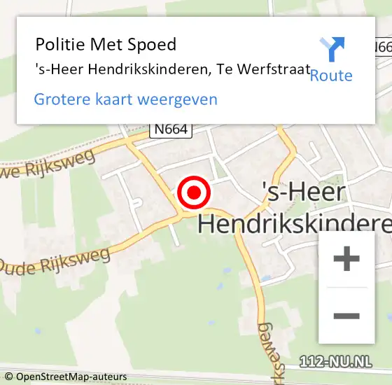 Locatie op kaart van de 112 melding: Politie Met Spoed Naar 's-Heer Hendrikskinderen, Te Werfstraat op 1 februari 2024 23:18