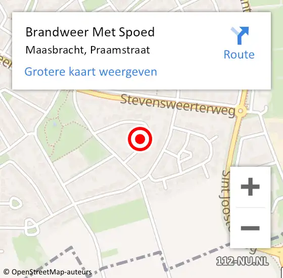 Locatie op kaart van de 112 melding: Brandweer Met Spoed Naar Maasbracht, Praamstraat op 1 februari 2024 23:23