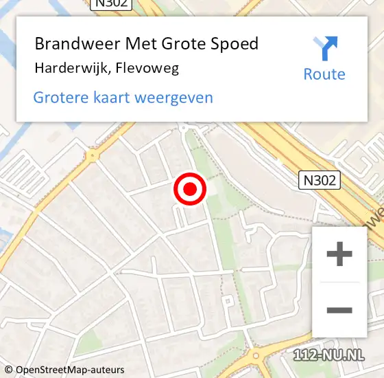 Locatie op kaart van de 112 melding: Brandweer Met Grote Spoed Naar Harderwijk, Flevoweg op 1 februari 2024 23:59