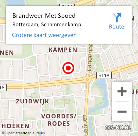 Locatie op kaart van de 112 melding: Brandweer Met Spoed Naar Rotterdam, Schammenkamp op 2 februari 2024 02:26