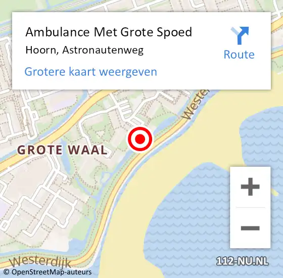 Locatie op kaart van de 112 melding: Ambulance Met Grote Spoed Naar Hoorn, Astronautenweg op 2 februari 2024 02:58
