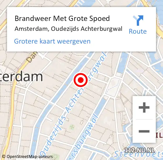 Locatie op kaart van de 112 melding: Brandweer Met Grote Spoed Naar Amsterdam, Oudezijds Achterburgwal op 2 februari 2024 04:35