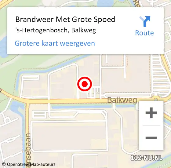 Locatie op kaart van de 112 melding: Brandweer Met Grote Spoed Naar 's-Hertogenbosch, Balkweg op 2 februari 2024 04:51