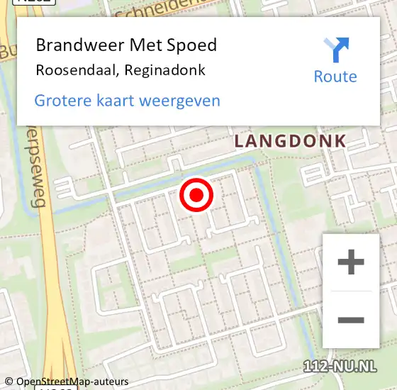 Locatie op kaart van de 112 melding: Brandweer Met Spoed Naar Roosendaal, Reginadonk op 2 februari 2024 07:28