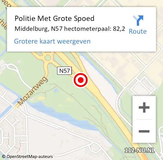Locatie op kaart van de 112 melding: Politie Met Grote Spoed Naar Middelburg, N57 hectometerpaal: 82,2 op 2 februari 2024 08:40