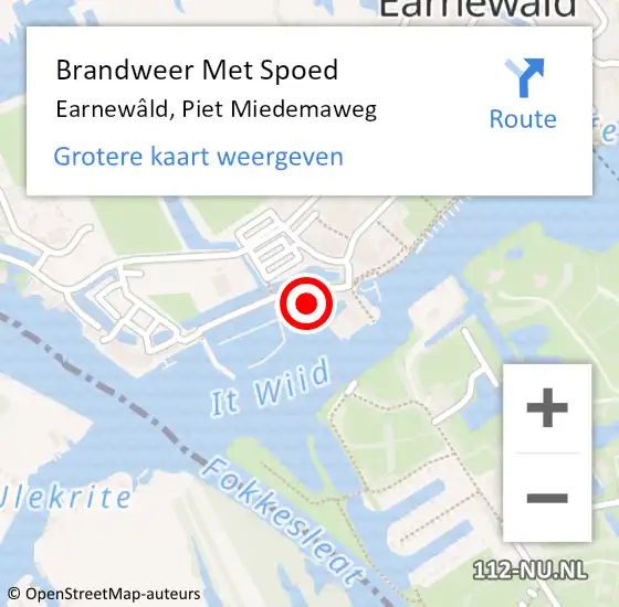 Locatie op kaart van de 112 melding: Brandweer Met Spoed Naar Earnewâld, Piet Miedemaweg op 2 februari 2024 08:55