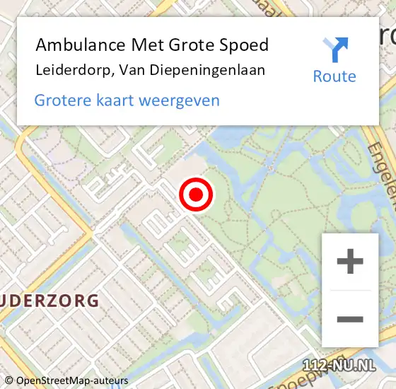Locatie op kaart van de 112 melding: Ambulance Met Grote Spoed Naar Leiderdorp, Van Diepeningenlaan op 2 februari 2024 10:06