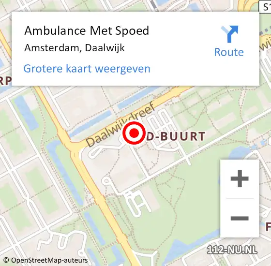 Locatie op kaart van de 112 melding: Ambulance Met Spoed Naar Amsterdam, Daalwijk op 2 februari 2024 10:32