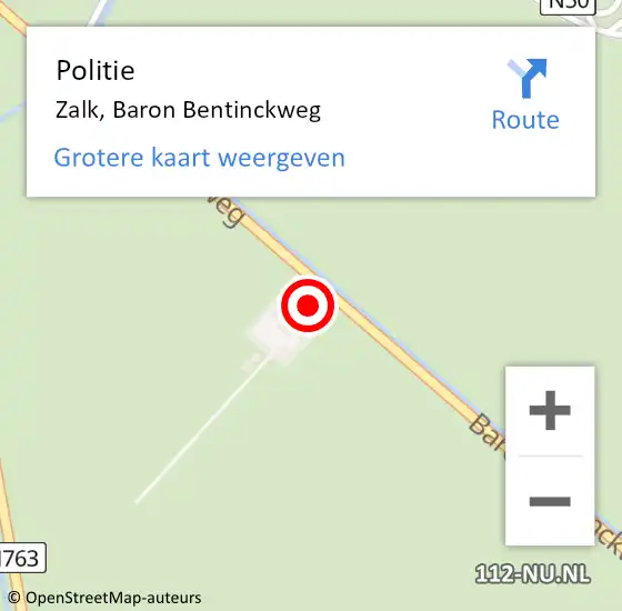 Locatie op kaart van de 112 melding: Politie Zalk, Baron Bentinckweg op 2 februari 2024 11:42