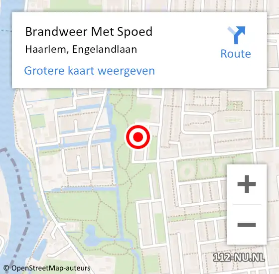 Locatie op kaart van de 112 melding: Brandweer Met Spoed Naar Haarlem, Engelandlaan op 2 februari 2024 11:45