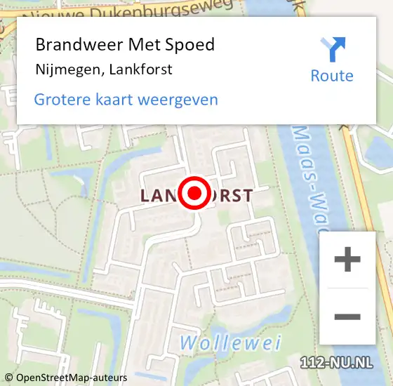 Locatie op kaart van de 112 melding: Brandweer Met Spoed Naar Nijmegen, Lankforst op 2 februari 2024 11:53
