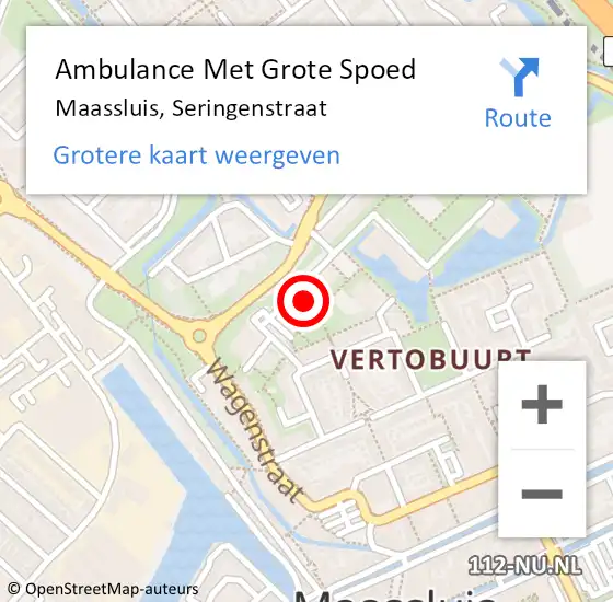 Locatie op kaart van de 112 melding: Ambulance Met Grote Spoed Naar Maassluis, Seringenstraat op 2 februari 2024 12:22