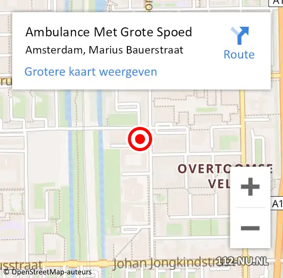 Locatie op kaart van de 112 melding: Ambulance Met Grote Spoed Naar Amsterdam, Marius Bauerstraat op 2 februari 2024 12:57