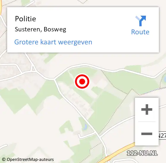 Locatie op kaart van de 112 melding: Politie Susteren, Bosweg op 2 februari 2024 13:47