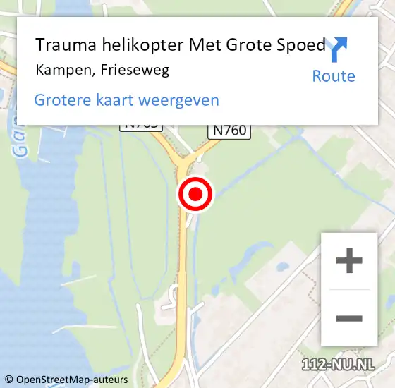 Locatie op kaart van de 112 melding: Trauma helikopter Met Grote Spoed Naar Kampen, Frieseweg op 2 februari 2024 14:29