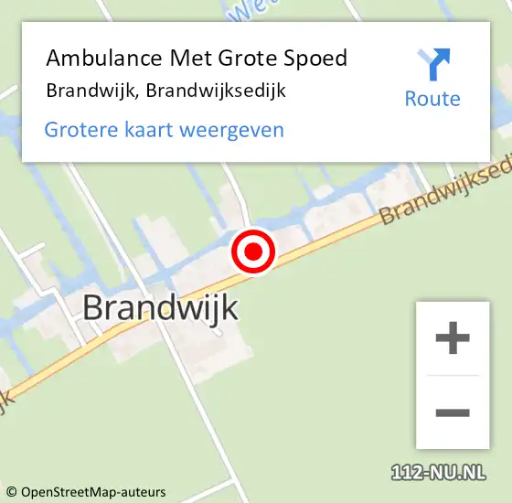 Locatie op kaart van de 112 melding: Ambulance Met Grote Spoed Naar Brandwijk, Brandwijksedijk op 2 februari 2024 14:29