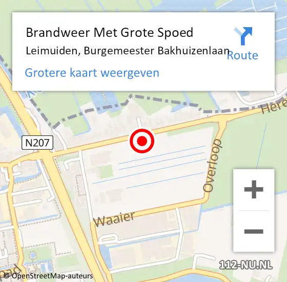 Locatie op kaart van de 112 melding: Brandweer Met Grote Spoed Naar Leimuiden, Burgemeester Bakhuizenlaan op 2 februari 2024 14:34