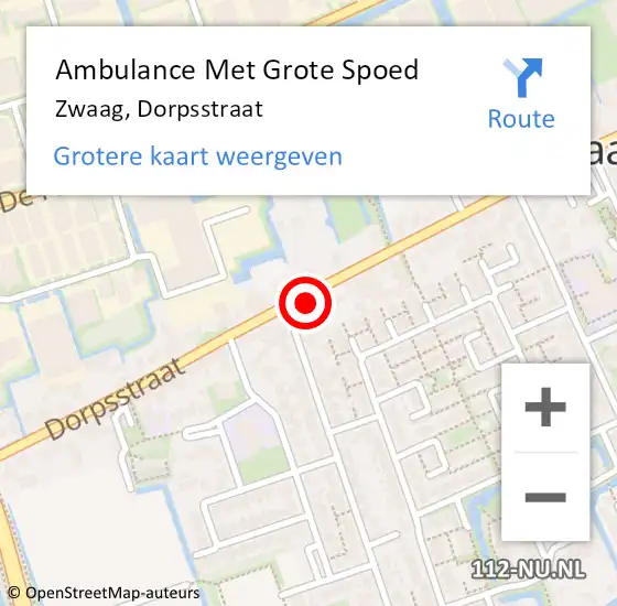 Locatie op kaart van de 112 melding: Ambulance Met Grote Spoed Naar Zwaag, Dorpsstraat op 2 februari 2024 14:47