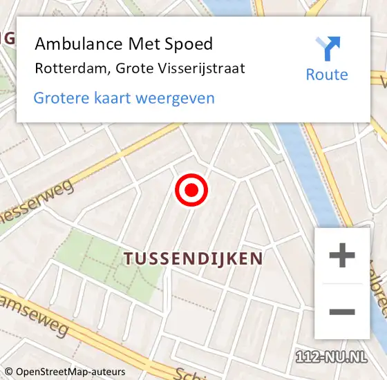 Locatie op kaart van de 112 melding: Ambulance Met Spoed Naar Rotterdam, Grote Visserijstraat op 2 februari 2024 14:49