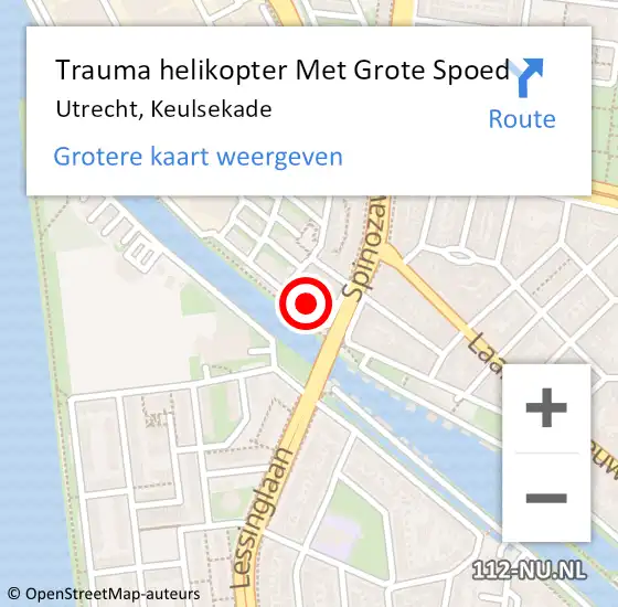 Locatie op kaart van de 112 melding: Trauma helikopter Met Grote Spoed Naar Utrecht, Keulsekade op 2 februari 2024 14:49