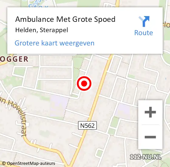 Locatie op kaart van de 112 melding: Ambulance Met Grote Spoed Naar Helden, Sterappel op 2 februari 2024 14:50