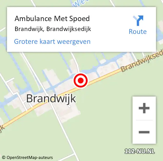 Locatie op kaart van de 112 melding: Ambulance Met Spoed Naar Brandwijk, Brandwijksedijk op 2 februari 2024 15:10