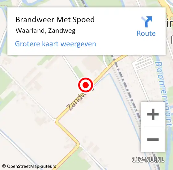 Locatie op kaart van de 112 melding: Brandweer Met Spoed Naar Waarland, Zandweg op 2 februari 2024 15:58